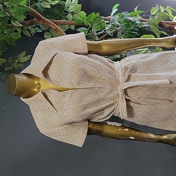 Vintage Puritan Forever Young Cream Geometric Print Shift Groovy Dress Size 8 - Picture 2 of 11